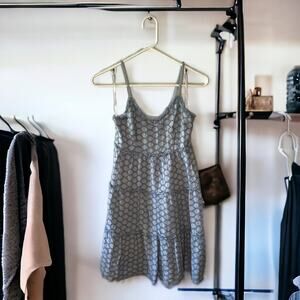 Sim & Sam Light Blue Womens small Lace mini dress lined boho sun summer cotton